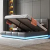 Polsterbett mit LED und hydraulischem Stauraum 160x200 cm Produktbild-Vorschau 3