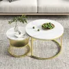 Set di 2 tavolini da caffè rotondi, oro e bianco Anteprima dell’immagine prodotto 7