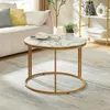 Table basse 'Aulum' 50 x 70 cm marbre, blanc / or Voir les images du produit 1