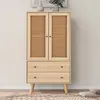 Sweiko hoge kast, dressoir met rieten deuren en 2 lades, Productafbeelding-voorbeeld 2