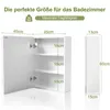 A diagram showing the dimensions of a white bathroom cabinet with shelves. Produktbild-Vorschau