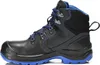 A single black work boot with blue accents, shown from the side against a white background. Produktbild-Vorschau