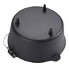 A black cast iron Dutch oven with three legs is shown from a top-down, slightly angled view. Produktbild-Vorschau