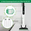 A vacuum cleaner with accessories and filters displayed with green leaf graphics. Produktbild-Vorschau