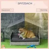 PawHut Rattan Hundehaus Hundebett mit Kissen Hausform Produktbild-Vorschau 6