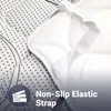 A close-up of a mattress topper showing its texture and a non-slip elastic strap. Náhľad obrázku produktu