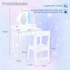 COSTWAY, detský toaletný stolík, 2 v 1: toaletný stolík s Náhľad obrázku produktu 3