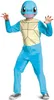 A child wearing a Squirtle Pokemon costume, including a mask and full body suit, standing against a white background. Anteprima dell’immagine prodotto