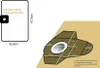 Diagrams showing dimensions and compatibility of vacuum cleaner dust bags. Anteprima dell’immagine prodotto