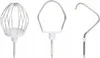 Three different attachments for a kitchen mixer are displayed against a white background. Produktbild-Vorschau