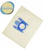 A vacuum cleaner bag with a blue connector piece and a logo in the top left corner. Produktbild-Vorschau