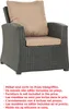 A single outdoor chair with cushions, with text in multiple languages below. Produktbild-Vorschau