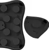 A close-up view of the underside of a black dog toy, showing multiple circular suction cups and some screws. A smaller inset image shows a corner detail of the toy. Produktbild-Vorschau