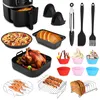 A collage of various air fryer accessories and food items. Produktbild-Vorschau