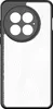 A transparent phone case with a black frame and a wavy line pattern on the back. Produktbild-Vorschau