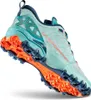 Trailrunning-Schuhe für Damen "Bushido II Woman" von La Sportiva in mintgrün mit orangefarbenen Sohlen. Produktbild-Vorschau