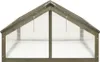 A greenhouse with a wooden frame and transparent panels. Produktbild-Vorschau