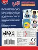 The back of a card game box for Cafe International, showing game descriptions, contents, author/artist credits, game rating icons, and manufacturer information. Produktbild-Vorschau