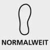 A graphic showing a shoe sole outline above text. Produktbild-Vorschau