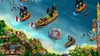 A scene from a pirate-themed video game, showing ships, islands, and buildings. Produktbild-Vorschau