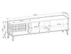 A technical drawing of a TV stand with dimensions indicated. Produktbild-Vorschau