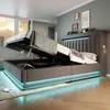 Łóżko tapicerowane szare 160x200 cm z oświetleniem LED, Podgląd zdjęcia produktu 13