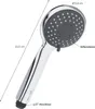 A chrome-finished hand shower head with dimensions and feature callouts. Anteprima dell’immagine prodotto