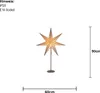 A star-shaped lamp on a stand, with dimensions indicated. Podgląd zdjęcia produktu