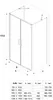 A technical drawing of a shower enclosure with a table of dimensions. Produktbild-Vorschau