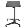 A black mobile laptop desk with a height-adjustable pneumatic mechanism and a wheeled base, shown against a white background. Náhled obrázku produktu
