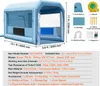 An inflatable spray booth with dimensions and included accessories displayed. Voir les images du produit