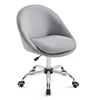 A gray office chair with a chrome base and wheels. Voir les images du produit