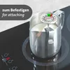 A stainless steel milk jug with a thermometer is placed on an induction stovetop. Anteprima dell’immagine prodotto