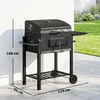 Outsunny Holzkohlegrill Grillwagen Grill BBQ Holzkohle Produktbild-Vorschau 3