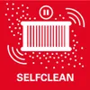 A graphic illustration of a self-cleaning device with text. Produktbild-Vorschau