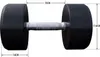 A black dumbbell with measurement indicators. Produktbild-Vorschau