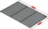 A 3D isometric view of a dark gray metal grill grate on a white background, with dimensions indicated by dashed red lines and text. Náhľad obrázku produktu