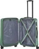 An open green suitcase with a white background. Produktbild-Vorschau