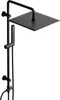 A black shower system with a square overhead shower head and a handheld shower head on a white background. Podgląd zdjęcia produktu