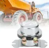 A product shot of a car battery disconnect switch with a blurred background of construction equipment. Produktbild-Vorschau