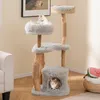 COSTWAY 124cm Kratzbaum Holz, Katzenbaum mit Kratzpfosten, Produktbild-Vorschau 2