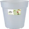 A transparent plastic plant pot with a label showing an orchid. Produktbild-Vorschau