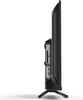 Side view of a black flat-screen television on a white background. Produktbild-Vorschau