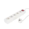 A white power strip with five outlets and a red on/off switch, along with its plug, is shown against a white background. Anteprima dell’immagine prodotto