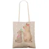 Mr. & Mrs. Panda Tote Bag Bär Kind - Grau Pastell - Produktbild-Vorschau 2