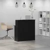 A reception desk in an office setting with a chair and shelving unit. Podgląd zdjęcia produktu
