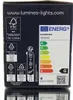 The image shows the packaging of a Lumineo product, featuring an energy efficiency label and various recycling symbols. Produktbild-Vorschau