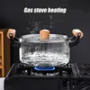 Holzgriff Glastopf mit Deckel zum Kochen, Heizbare Glas Produktbild-Vorschau 3