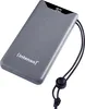 A gray power bank with a digital display showing '90%' and a black lanyard attached. Voir les images du produit