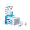 A product box and case for Sanohra fly earplugs for children, with two earplugs shown separately. Náhľad obrázku produktu